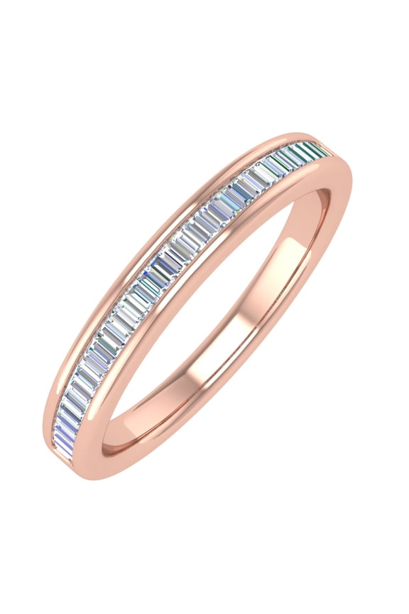 14K Rose Gold Channel Set Baguette Diamond Wedding Band (1/4 carat) (Ring Size 4)
