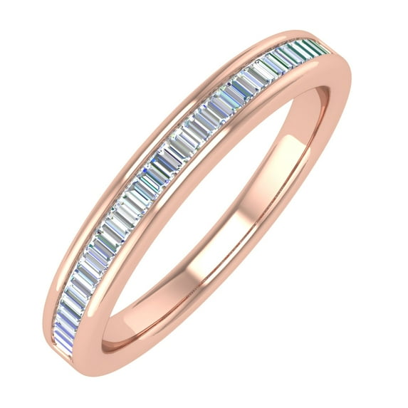 14K Rose Gold Channel Set Baguette Diamond Wedding Band (1/4 carat) (Ring Size 6.5)