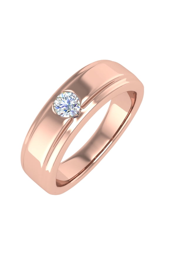 14K Rose Gold Channel Set Diamond Solitaire Wedding Band Ring (0.18 Carat) (Ring Size 10)
