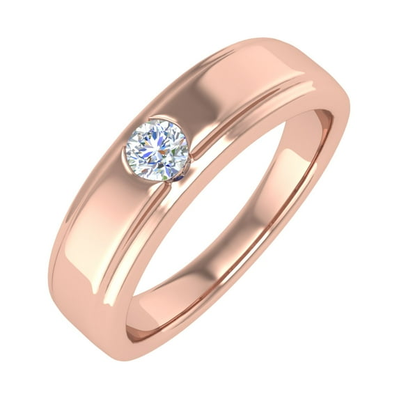 14K Rose Gold Channel Set Diamond Solitaire Wedding Band Ring (0.18 Carat) (Ring Size 4.25)