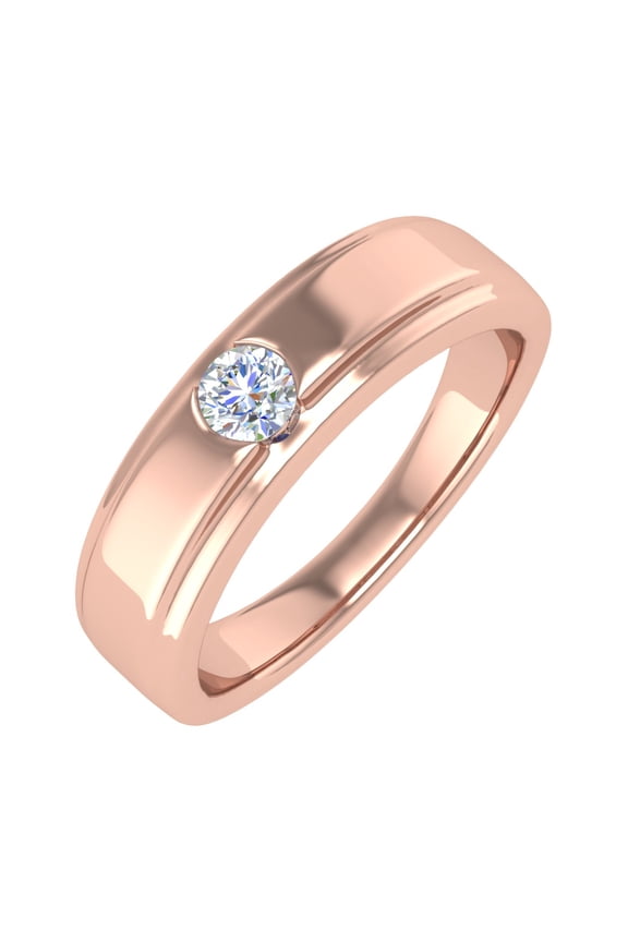 14K Rose Gold Channel Set Diamond Solitaire Wedding Band Ring (0.18 Carat) (Ring Size 5)