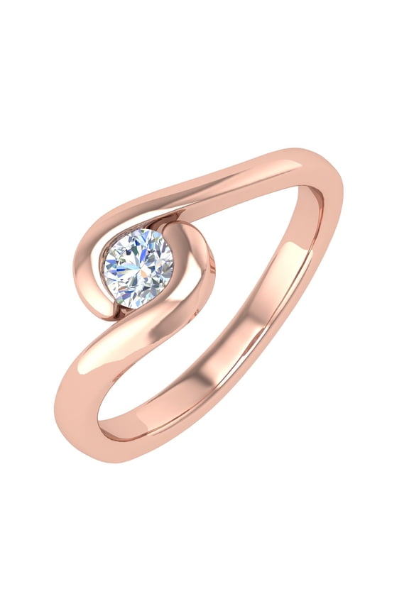 14K Rose Gold Channel Set Solitaire Diamond Engagement Ring Band (0.18 Carat) (Ring Size 4)