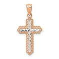 thumbnail image 1 of 14K Rose Gold Charm Pendant 22 mm 12 Rhodium Diamond-Cut Cross, 1 of 2