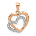 thumbnail image 1 of 14K Rose Gold Charm Pendant Diamond Round With Rhodium Entwined Hearts, 1 of 4