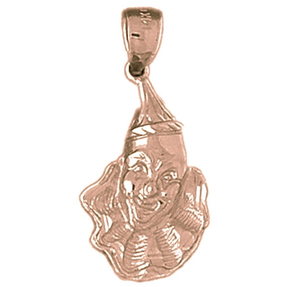 14K Rose Gold Clown Pendant - 27 mm