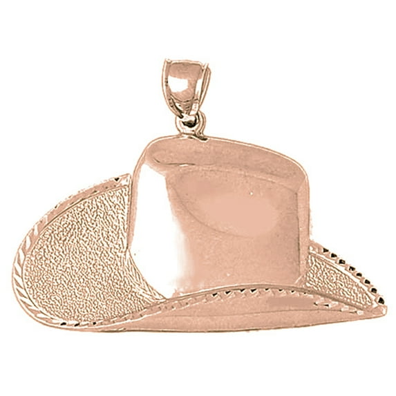 14K Rose Gold Cowboy Hat Pendant - 35 mm