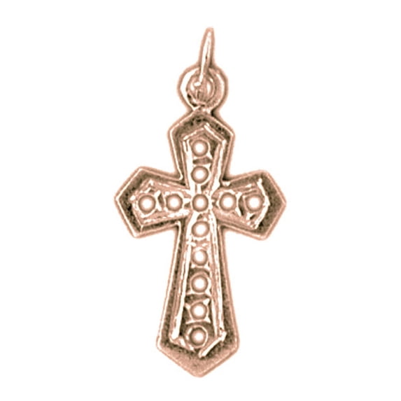 14K Rose Gold Cross Pendant - 24 mm