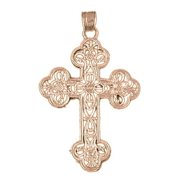 14K Rose Gold Cross Pendant - 38 mm