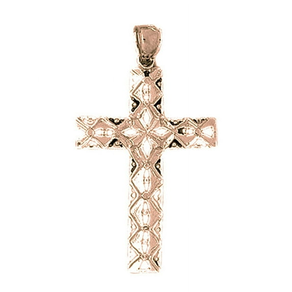14K Rose Gold Cross Pendant - 44 mm