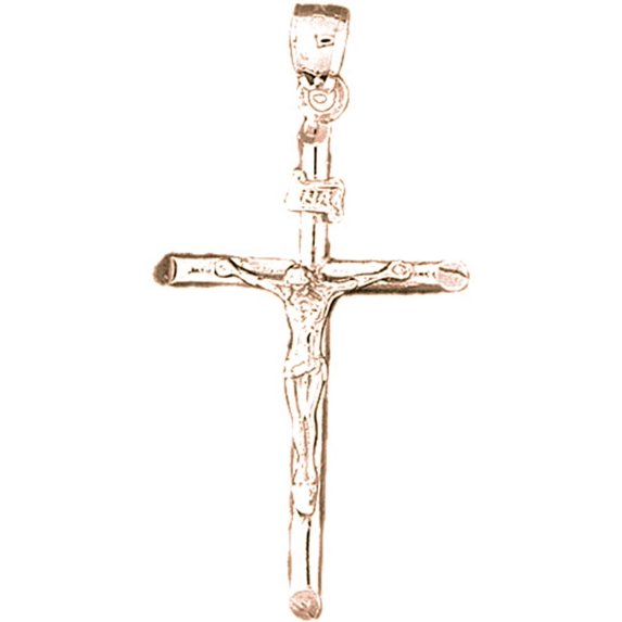 14K Rose Gold Cross Pendant - 49 mm