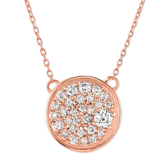 14K Rose Gold Diamond Cluster Pendant Necklace for Women (1/3 Cttw, H-I Color, I1-I2 Clarity), 18"