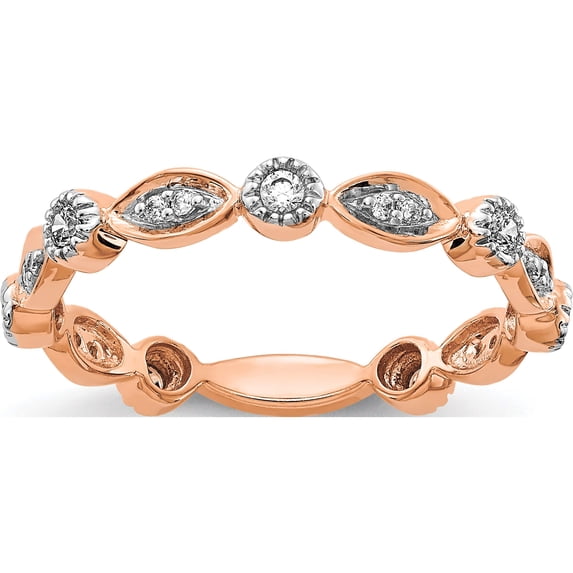 14K Rose Gold Diamond Fancy Band (Size 7) Made In India rm5624-020-ra