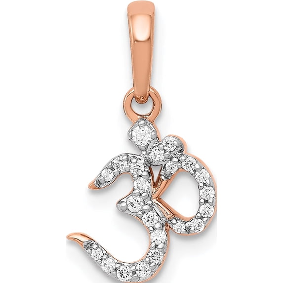 14K Rose Gold Diamond Om Pendant Made In India pm4089-010-ra