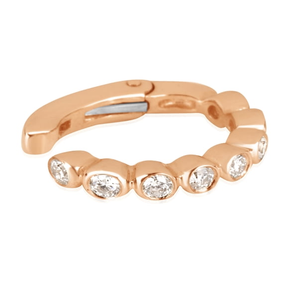 14K Rose Gold Diamonds Bezel Hinged Ear Cuff Earring