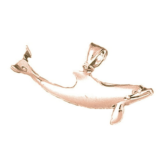 14K Rose Gold Dolphin Pendant - 22 mm