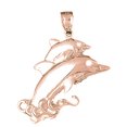 thumbnail image 1 of 14K Rose Gold Dolphin Pendant - 40 mm, 1 of 2