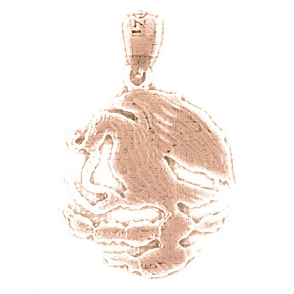 14K Rose Gold Eagle Pendant - 25 mm