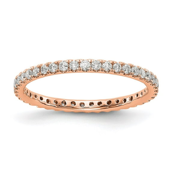 14K Rose Gold Eternity Diamond, Lab Grown Round Ring Band, Size 6