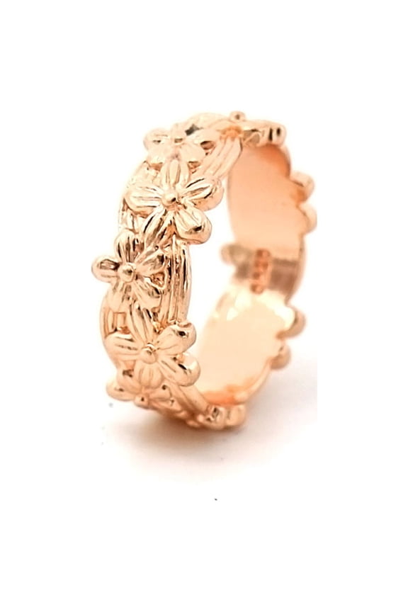 14K Rose Gold Plated Flower Band Ring