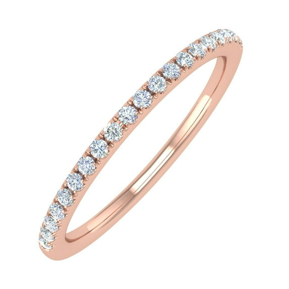 14K Rose Gold Half Eternity Diamond Wedding Band Ring for Women (0.15 Carat) - IGI (Ring Size 8.75) (I1-I2 Clarity)