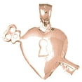 thumbnail image 1 of 14K Rose Gold Heart Lock And Key Pendant - 26 mm, 1 of 3