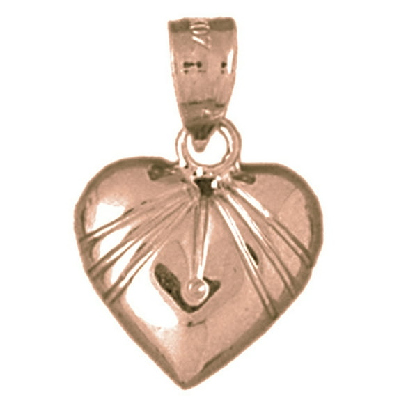 14K Rose Gold Heart Pendant - 20 mm