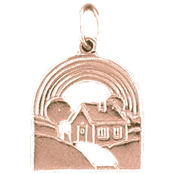 14K Rose Gold House Pendant - 19 mm