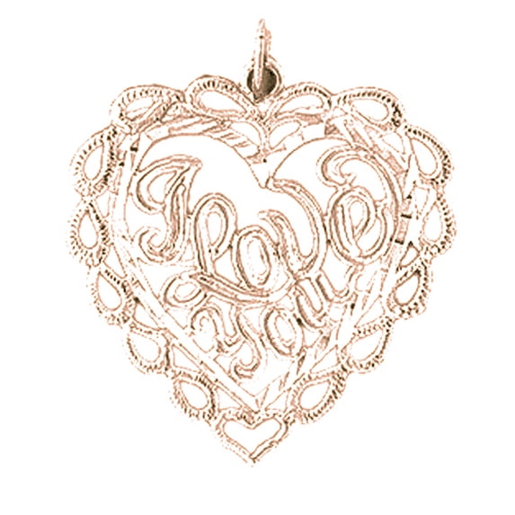 14K Rose Gold I Love You Pendant - 25 mm