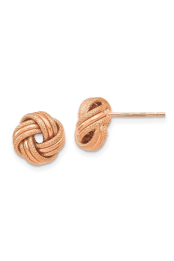 14K with Rose Gold Plating Knot Polished D/C Post Earrings