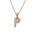 thumbnail image 1 of 14K Rose Gold Letter P Diamond Initial Pendant Necklace (1/10cttw) 18-inch Box Chain by Diamond Wish, 1 of 3