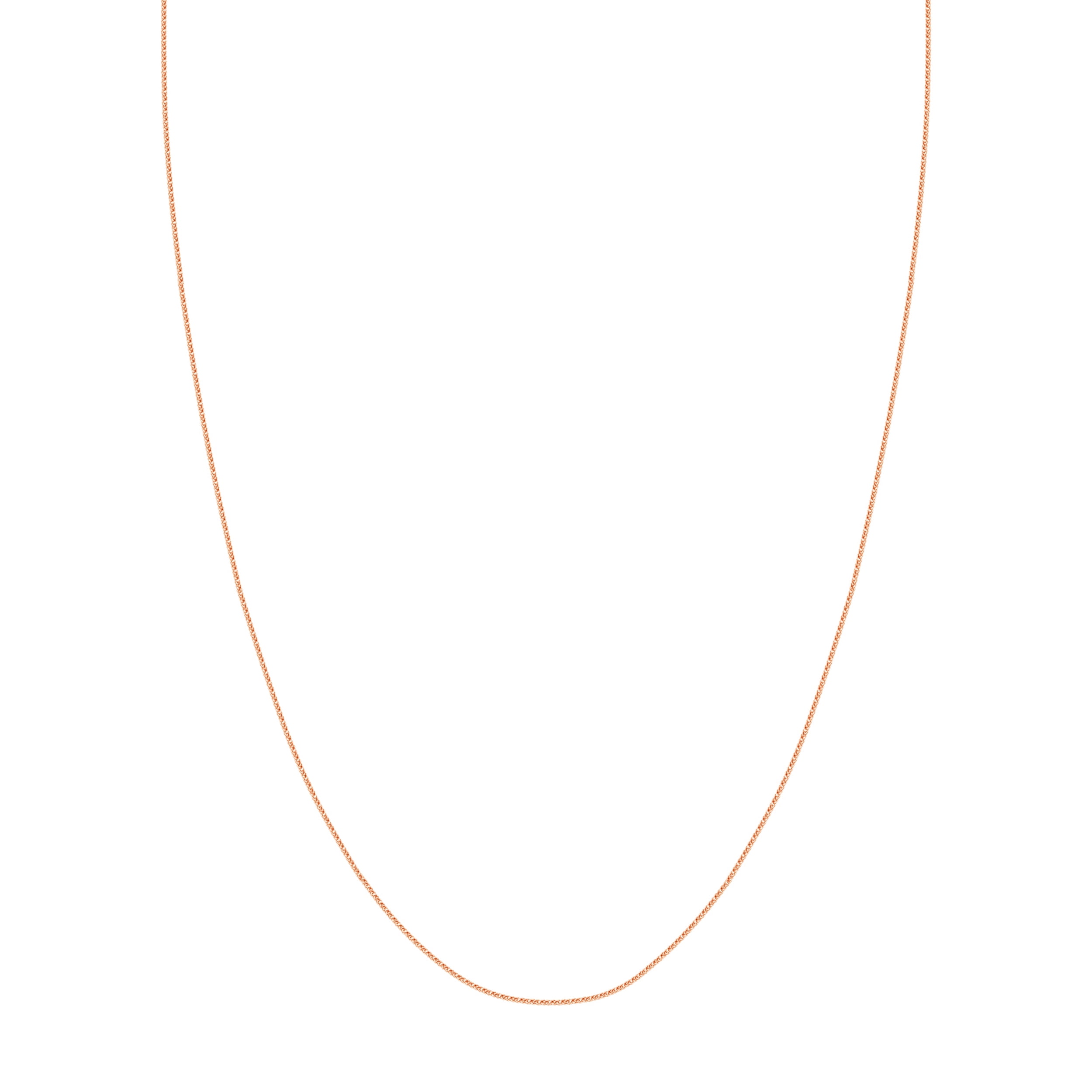 JEWELRY ADDICT 14K Rose Gold Men & Women's 22" 1.15mm Silicone Adjustable Square Wheat Chain Necklace