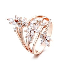 14K Rose Gold Plated Multi-Row Cocktail Ring with Genuine Crystals