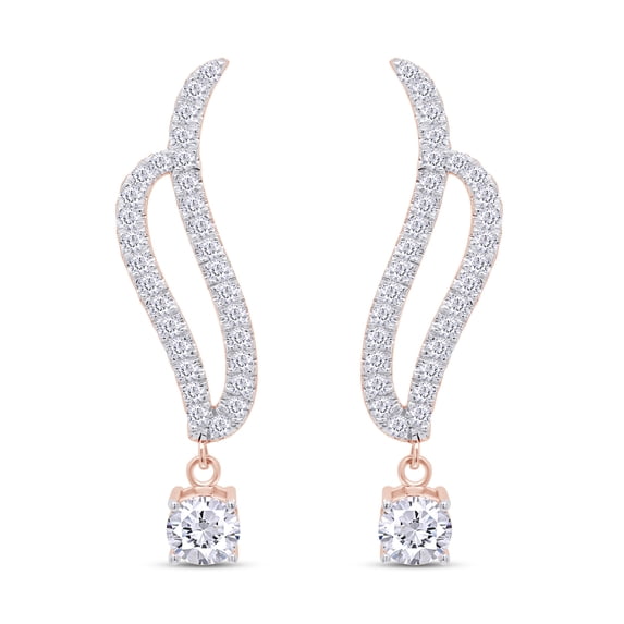 14K Rose Gold Over 925 Sterling Silver 3.4 Carats Center 6.5mm GHI Color Heart Arrows Moissanite Earring Studs with Accents Push Back for Women
