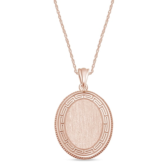AFFY 14K Rose Gold Over 925 Sterling Silver Greek Key Engravable Oval Pendant Necklace