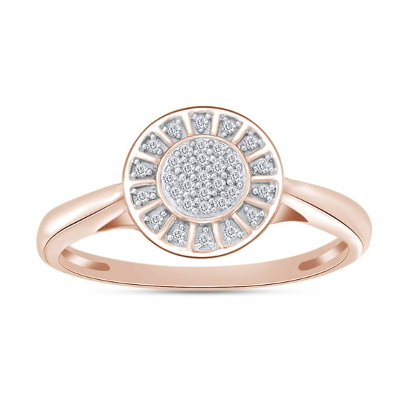 AFFY 14K Rose Gold Over Sterling Silver Natural Round Cut White Diamond Halo Frame Engagement Ring For Women's, Ring Size-12 (0.1 Cttw, J-K Color, I2-I3 Clarity)