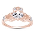 thumbnail image 1 of 14K Rose Gold Over Sterling Silver Pear Cut Cubic Zirconia Claddagh Engagement Ring Jewelry For Womens RingSize-4.5, 1 of 3