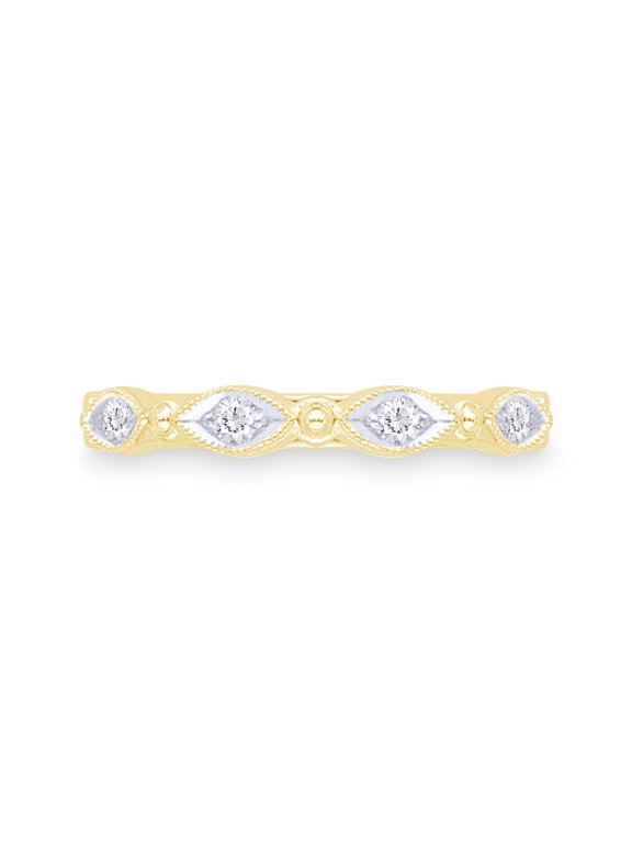 14K Rose Gold Over Sterling Silver Round Cut White Natural Diamond Eternity Wedding Band Ring (0.2 Cttw, I-J Color, I2-I3 Clarity), Ring Size-6
