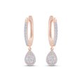 thumbnail image 1 of AFFY 14K Rose Gold Over Sterling Silver Round Cut White Natural Diamond Pear Huggie Hoop Earrings (0.33 Cttw, I2-I3 Clarity), 1 of 1