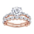 thumbnail image 1 of AFFY 7.5MM Round Moissanite Diamond Wedding Bridal Ring Set for Women 14K Rose Gold over Silver-4.5, 1 of 6