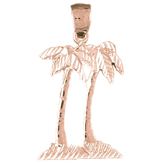 14K Rose Gold Palm Trees Pendant - 29 mm
