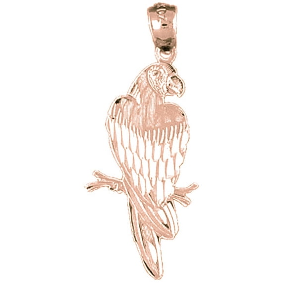 14K Rose Gold Parrot Pendant - 34 mm
