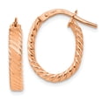 thumbnail image 1 of 14K Rose Gold Patterned Oval Hoop Earrings, 1 of 7