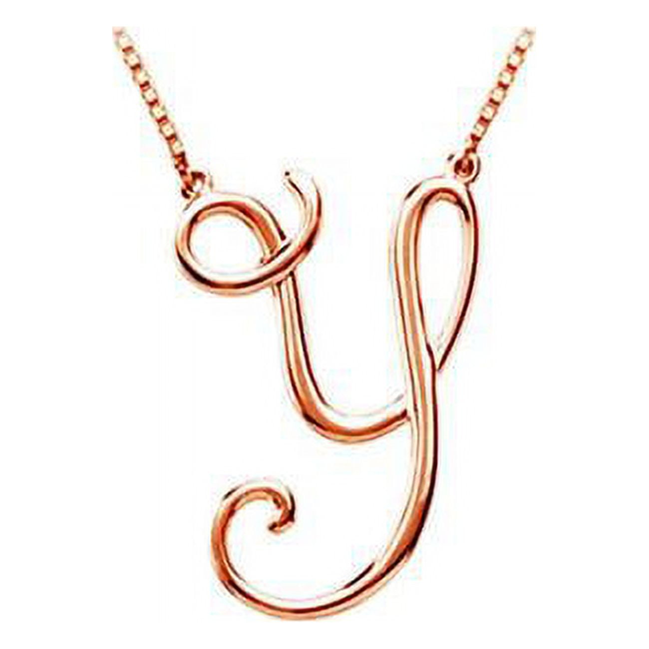 14K Rose Gold Plain Letter Y Script Initial Pendant - Walmart.com