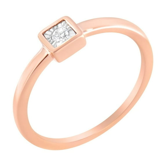 14K Rose Gold Plated .925 Sterling Silver 1/20 cttw Miracle Set Diamond Promise Ring (J-K Color, I1-I2 Clarity) - Size 8