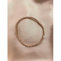 14K Rose Gold Plated 925 Sterling Silver 3mm Moon-Cut Bead Link Stretch Bracelet