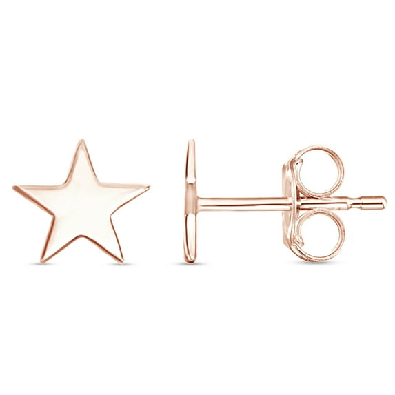 AFFY 14K Rose Gold Plated 925 Sterling Silver Minimalist Dainty Star Stud Earrings