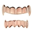 thumbnail image 1 of 14K Rose Gold Plated Full Fang Grillz Set Upper Top And Bottom Lower Fangs Vampire Teeth Hip Hop Grills, 1 of 5