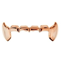 14K Rose Gold Plated Grillz Fangs Lower Bottom Slim Vampire Half Teeth Fang Grills
