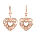 thumbnail image 1 of 14K Rose Gold Plated Heart Drop Earrings for Women 925 Sterling Silver Lever Back Filigree Jewelry Birthday Christmas Gifts for Women, 1 of 7