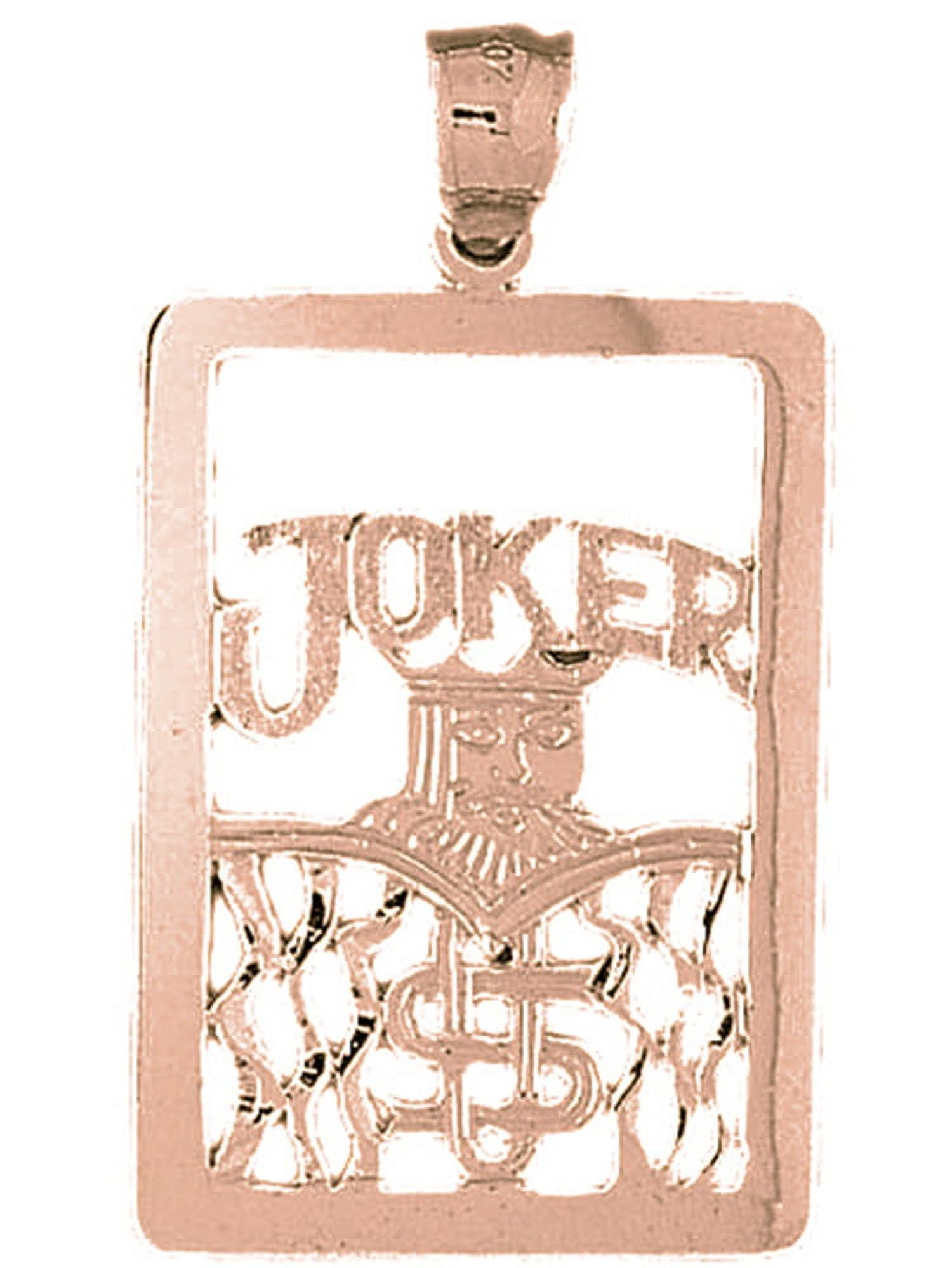14K Rose Gold Playing Cards, Joker Pendant 43 mm